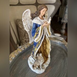 NIB Roman Joseph Studio Blue Angel with Dove and Wolf